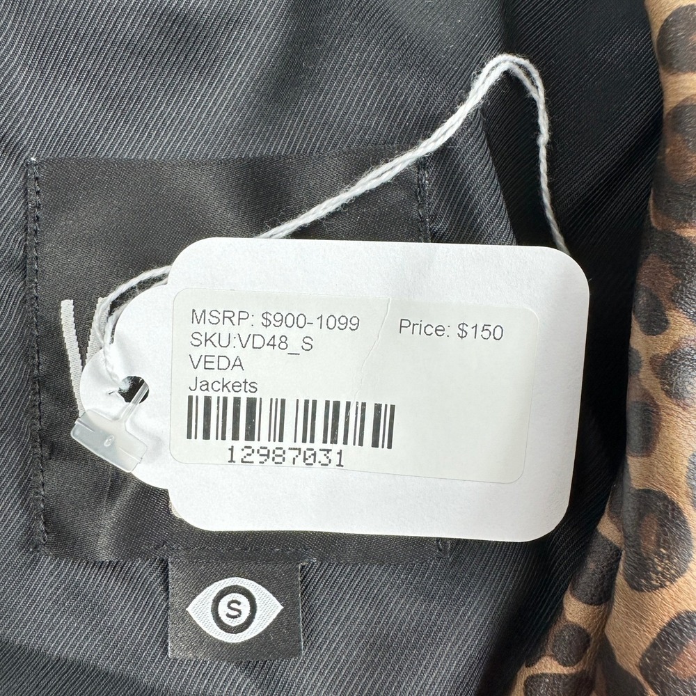 Leopard Print Leather Jacket Small Belted Moto Grunge Edgy Streetwear Festival - Picture 9 of 12